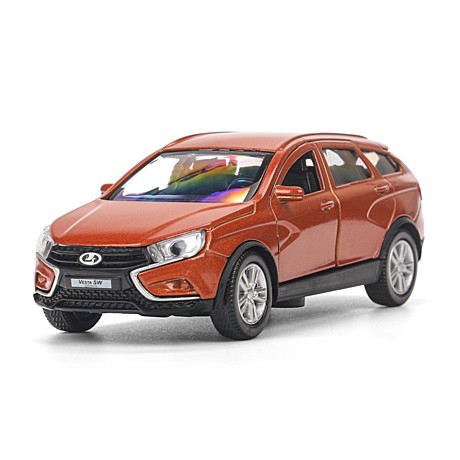 Машина металл LADA VESTA SW CROSS, 12 см, двер, багаж, инерц, золотой. кор. Технопарк