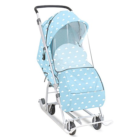 Коляска комбинированная с трансформируемым кузовом, принт: с облачками голубой (арт.У3-1К/2)
