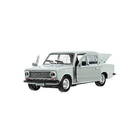 Машина металл ваз-2101  длина 12 см, двери, багаж, инерц, серый, кор. Технопарк, арт. 2101-12-GY
