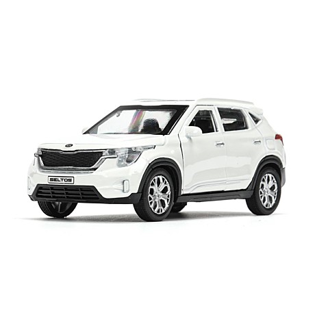 Машина металл KIA seltos длина 12 см, двери, багаж., инерц, белый, кор. Технопарк