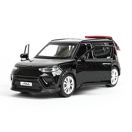 Машина металл KIA soul длина 12 см, двери, багаж., инерц, черный, кор. Технопарк