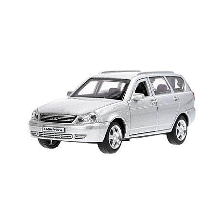 Машина металл LADA PRIORA длина 12 см, двери, багаж, инерц, серебристый, в кор. Технопарк