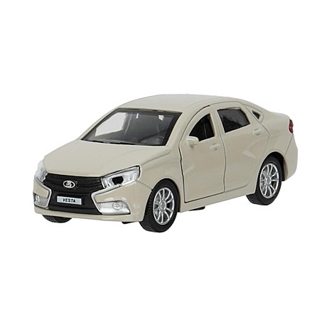 Машина металл LADA vesta 11,5 см, двери, бежевый, кор. Технопарк