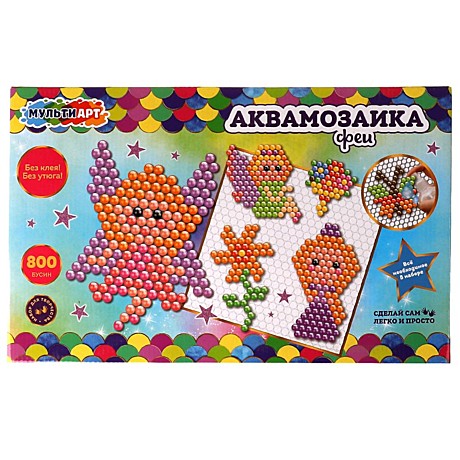 Набор д/детского тв-ва аквамозаика 800 бусин, феи МУЛЬТИ АРТ, арт. ABMA800-1
