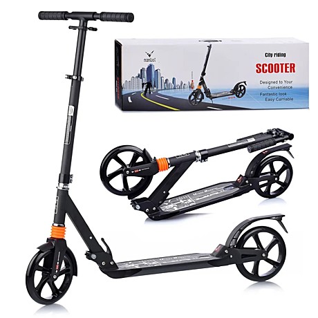 Самокат 2-х кол., PU/200 мм., складной, черный, в коробке, арт. U040851Y