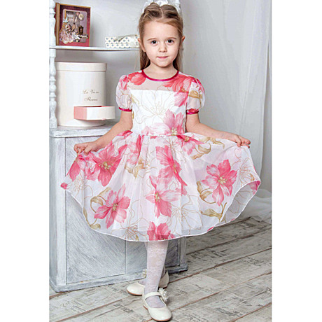 Платье для девочки р/р: 110/60, цв. цветы на вуали, арт. 20-183