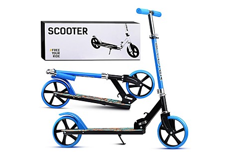 Самокат 2-х кол., синий, d 200 мм., PU, в коробке, арт. U012005Y