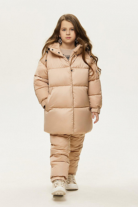 Комплект (куртка и полукомбинезон) зимний для девочки, р-р:110, цв. темная карамель