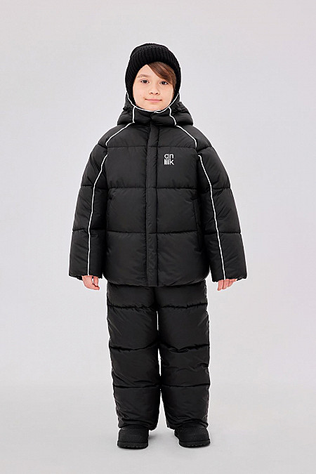 Комплект (куртка и полукомбинезон) зимний для мальчика, р-р:122, синтетический пух, цв.черный