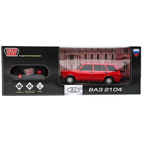Машина ру LADA ваз-2104 свет, 18 см, красный, на бат, в кор. Технопарк, арт. 2104-18L-RD