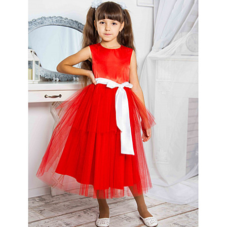 Платье для девочки р/р: 134/68, цв. красный, арт. 17-143