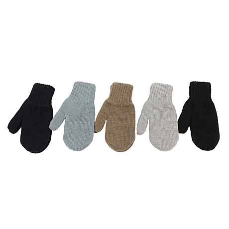 Варежки детские (р. 15), двойные, микс, арт. 4425