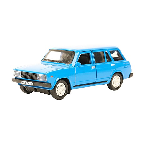Машина металл ВАЗ-2104 ЖИГУЛИ длина 12 см, двери, багаж, инерц, синий, кор. Технопарк