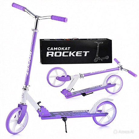 Самокат 2-х колесный ROCKET,колеса PU/ 200 мм,ABEC 7, сиреневый, арт. R0093