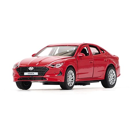 Машина металл HYUNDAI SONATA длина 12 см, двери, багаж, инерц, красный, кор. Технопарк