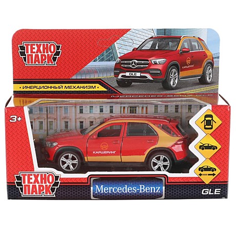 Машина металл MERCEDES-BENZ GLE КАРШЕРИНГ 12 см, двери, багаж, красный, кор. Технопарк