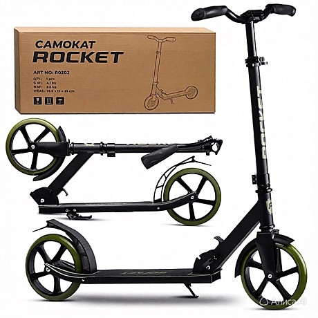 Самокат ROCKET, колеса PU 200 мм, ABEC 7, зеленый, арт. R0202.GN